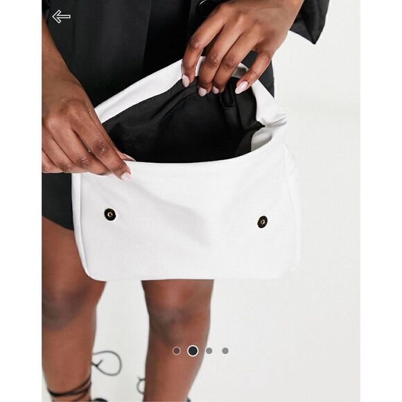 ASOS Design Roll Top Clutch Bag White - Picture 3 of 5